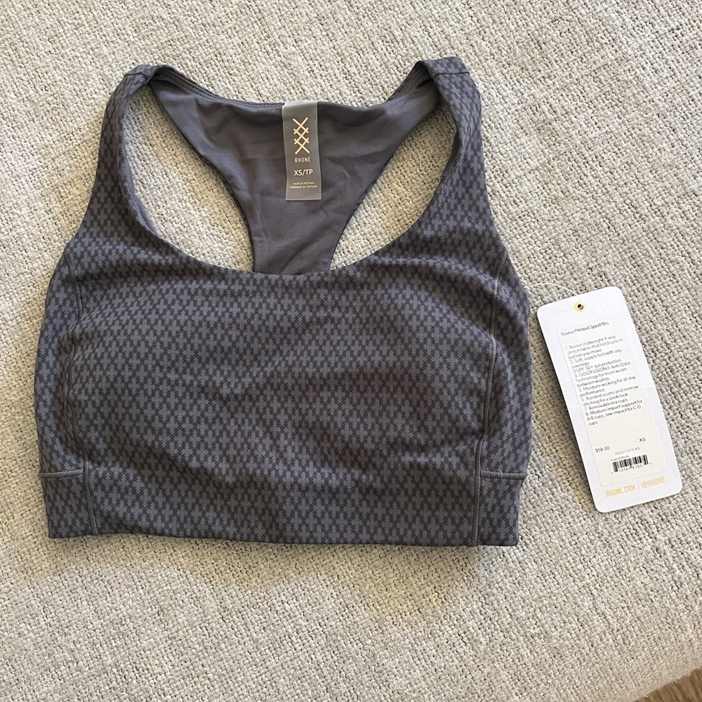 RHONE Gray Sports Bra with Racerback Design and Medium Support